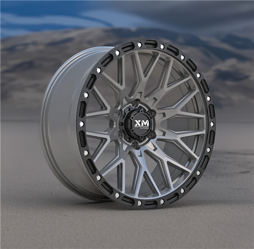 [XM704179047+0SMG+SMBL] XTREME MUDDER XM-704 17X9+0 6X139.7 C.B 106.20 SEMI MATT GUNMETAL+SEMI MATT BLK LIP *FLOW FORMING*
