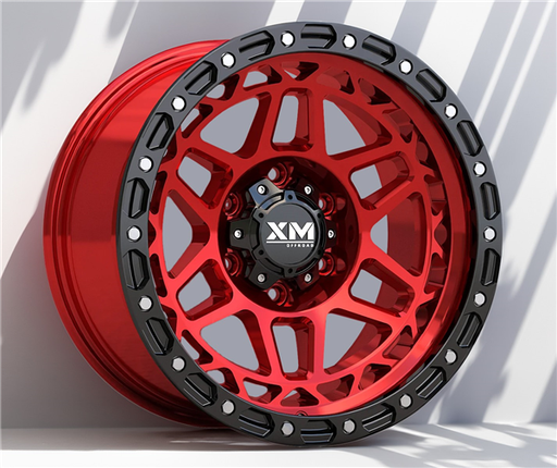 [XM700189047+0CDBL] XTREME MUDDER XM-700 18X9+0 6X139.7 C.B 106.20 CANDY RED FACE+BLACK LIP