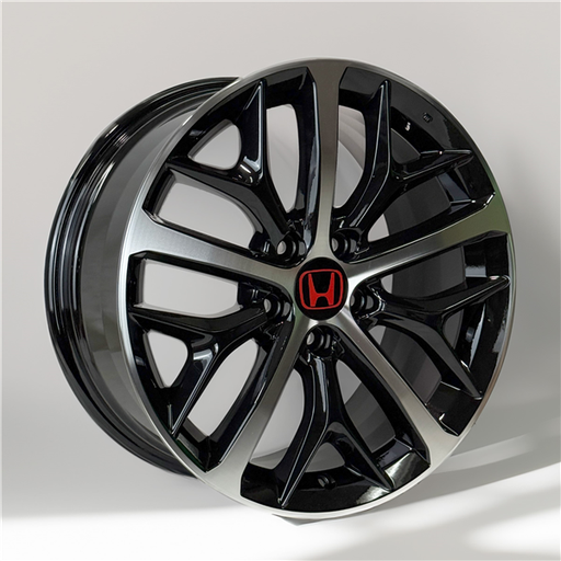 [AO2362B188006+35BMF] AO2362B HONDA REPLICA 18X8+50 5X114.3 C.B 64.10 BLACK MACHINE FACE