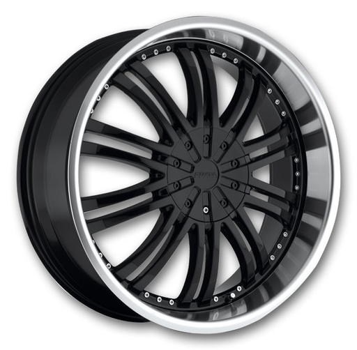 [S10250440BM] STRADA SHIFT VENTI 22X8.5+40 5X108+5X114.3 C.B 72.6 BLACK MACHINE LIP***SPECIAL***