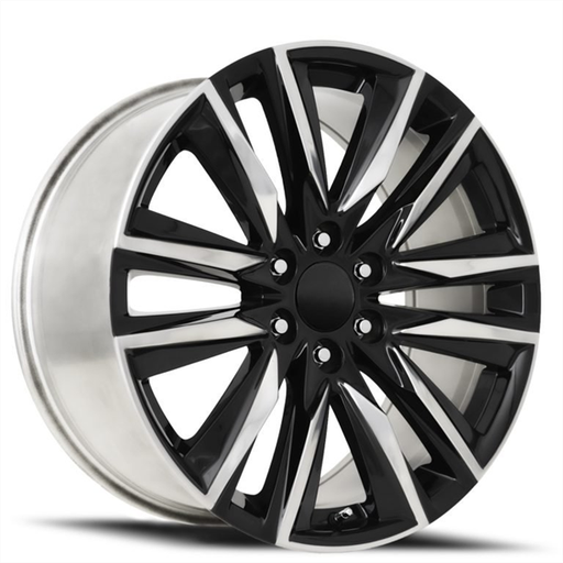 [2135229047+31BMF] 2135 CHEVY, GMC, CADILLAC REPLICA 22X9+31 6X139.7 C.B 78.10 BLACK MACHINE FACE