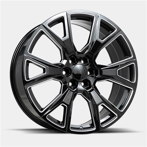 [2126229047+28BM] 2126 CHVY, GM, CADILAC REPLICA 22X9+28 6X139.7 C.B 78.10 BLACK MILLED