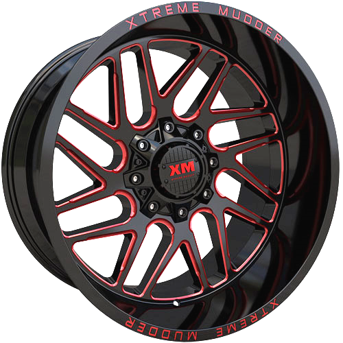 [XM339201074+0GBRM] XTREME MUDDER XM-339 20X10+0 5X139.7+5X150 C.B 110 GLOSS BLACK RED MILLED