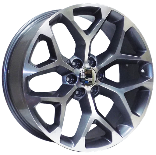 [M017220915+24GM] SNOWFLAKE CHEVY REPLICA M017 22X9+24 6X139.7 C.B 78.10 GRAY MACHINE**SPECIAL**