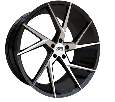 [XM2072210505+35BMF] XM LUXURY XM-207 22X10.5+40 5X112 C.B 66.56 BLACK MACHINE FACE**AVAILABLE STAGGERED ONLY**