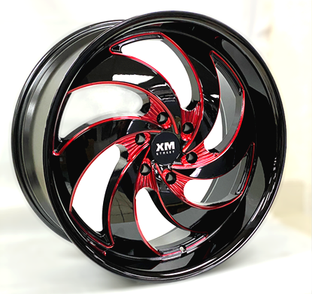 [XM626229547+25BRM] XM STREET XM-626 A0277 22X9.5+25 6X139.7 C.B 78.10 BLACK RED MILLED