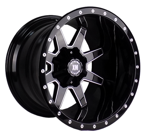 [1103201234-44GBMD] XTREME MUDDER XM-304 1103 20X12-44 6X135+6X139.7 C.B 106 BLACK MILLED DRILLED IN HEADLOCK