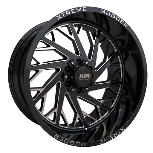 [XM400221247-44GBM] XTREME MUDDER XM-400 22X12-44 6X135+6X139.7 C.B 108 GLOSS BLACK MILLED**FORGED FLOW FORMED*