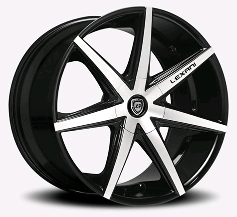[R07-2010-45-32MB] LEXANI R-7 20X10+32 5X112 C.B 74.1 MACH FACE/BLK**STAGGERD ONLY**
