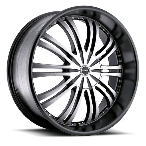 [S10250115BM] STRADA VENTI 22X8.5 5X115+5X120 +15 BLACK MACHINE LIP