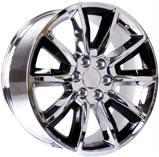 [777241015+30CBI] CHEVY REPLICA 777 24X10+30 6X139.7 C.B 78.10 CHROME + BLACK INSERTS**SPECIAL**