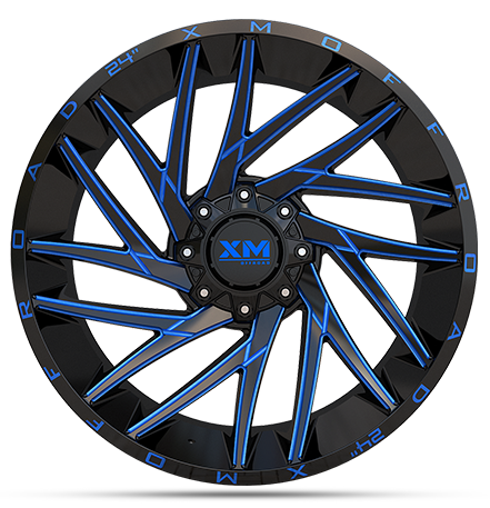[XM351241034-6GBBM] XTREME MUDDER XM-351 24X10-6 6X135+6X139.7 C.B 108 GLOSS BLACK BLUE MILLED