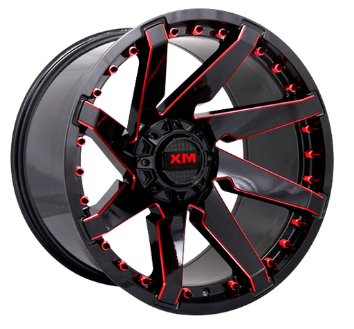 [XM301241274-44GBRMBD] XTREME MUDDER XM-301 24X12-44 5X139.7+5X150 C.B 110 GLOSS BLACK RED MILLED BIG RIVETS