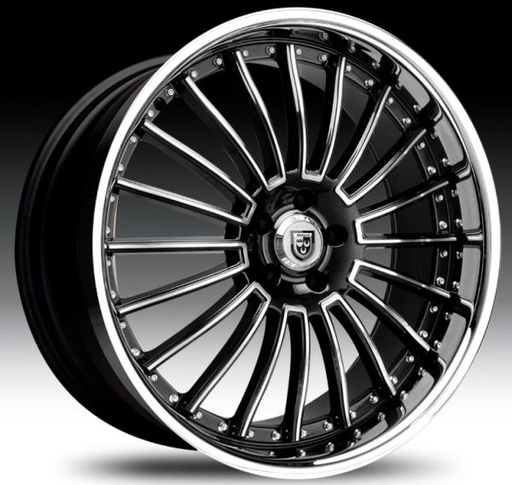 [629-2085-66-40SS] LEXANI LSS-11 20X8.5+40 5X114.3 C.B 74.10 BLACK MACHINED W/ STAINLESS LIP