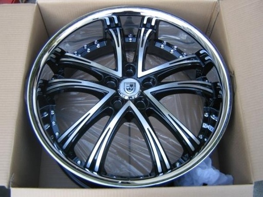 [635-2010-13-20SS] LEXANI LSS-55 20X10+20 5X120 C.B 74.1 BLACK MACHINED W/ STAINLESS LIP