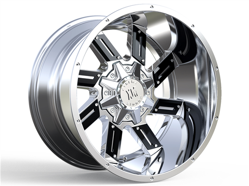 [XM319241234-44CBI-106] XTREME MUDDER XM-319 A0083 8023 24X12-44 6X135+6X139.7 C.B 106 CHROME BLACK INSERT DOT