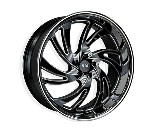 [XM616241007+15BMSSL] XM STREET XM-616 24X10+15 5X115 C.B 74.10 BLACK MILLED SS LIP