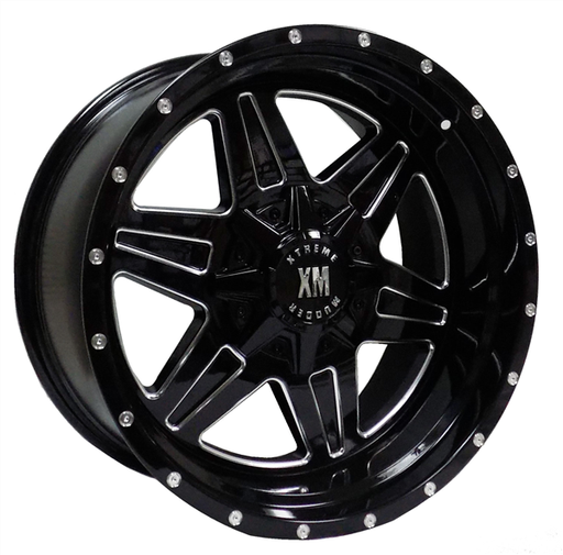 [XM317221034-24GBMWMR] XTREME MUDDER XM-317 E18 22X10-24 6X135+6X139.7 C.B 106.40 GLOSS BLACK MILLING WINDOW MILL RIVET