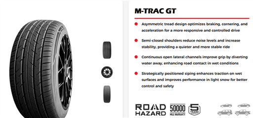 [MASTGT001] 265/35ZR19 MASTERTRACK M-TRAC GT 98Y XL 460A-A 50K+ ROAD HAZARD