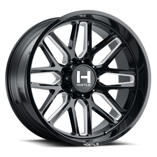 [H120-2210817045B] 22X10 HOSTILE H120 8X170 -25MM C.B 125.2 BLADE CUT ( BLACK MILLED )