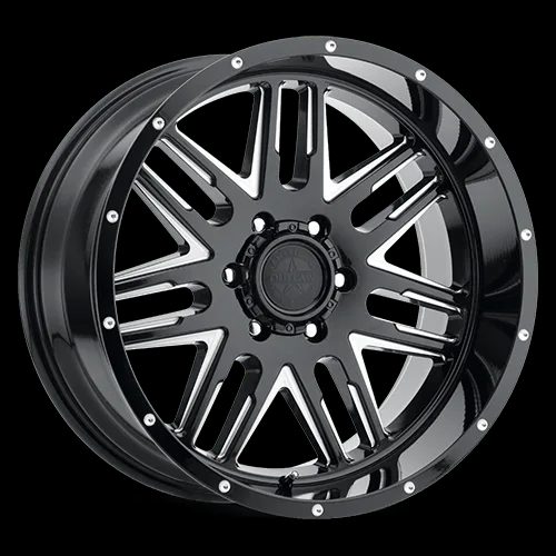 [63631 12 GAUGE129-2170GB] AMERICAN OUTLAW 12 GAUGE 20X10-18 8X170 C.B-125.2 MGB GLOSS BLACK W/MILLED