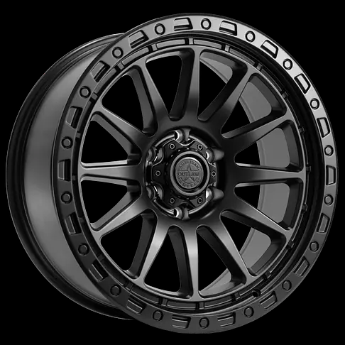 [173539--143-8884SB-1] AMERICAN OUTLAW SPIKE 18X8.5+25 6X139.7 C.B-95.1 SATIN BLACK