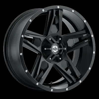 [48764 LONESTAR124-7883B] AMERICAN OUTLAW LONESTAR 17X8.5+10 6X139.7 C.B-106.2 SATIN BLACK MILLED RIVETS