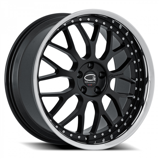 [2290B30GOESSMB] 22X9 5X120 +30 C.B-74.1 (GB) SEMI GLOSS BLACK W/CHROME SS LIP ESSEX(GIOVANNA)