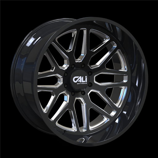[9115-24481BM] CALI INVADER 9115 24X14 8X165.1 -76MM 125.2 GLOSS BLACK MILLED