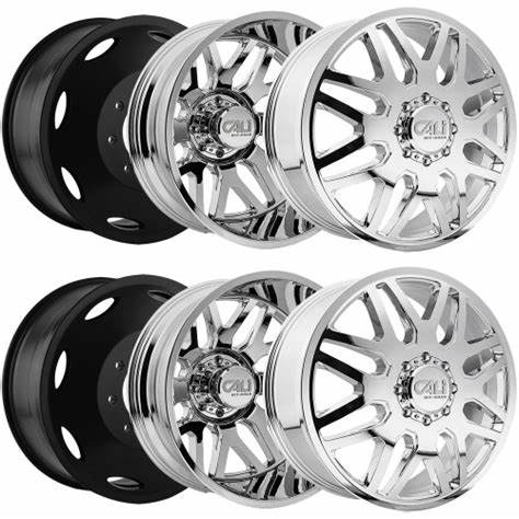 [9115D] CALI OFFROAD 9115 22X8.25 8X165.1 INVADER DULLAY CHROME (ALL 6 WHEELS)