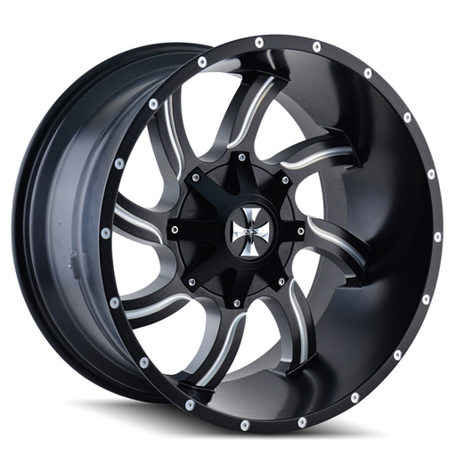 [9102-2276M] CALIOFFORAD TWISTED SATIN BLACK/MILLED SPOKES 20X12 8X165.1/8-170 -44 130.8MM
