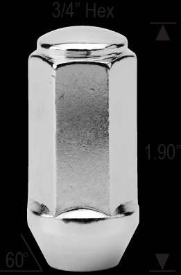 [5808LSP] 14X1.5 HEX LUG NUTS ACORN BULGE 1.9" LONG (XL)