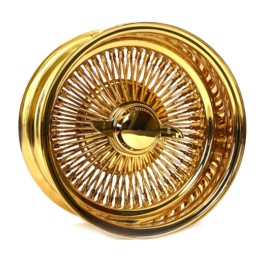 [PW14700REV100AG] 14X7 100-SPOKE REVERSE OFFSET PLAYER WIRE WHEEL - ALL GOLD