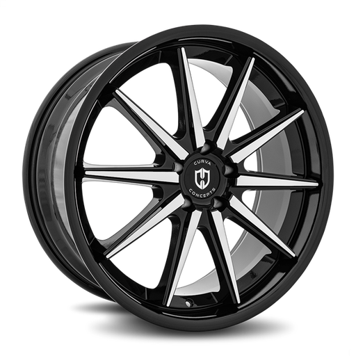 [C24-201051143573BLACKMF] CURVA C24 20X10.5 5X114.3 +35 CB73.1 GLOSS BLACK MACHINE FACE