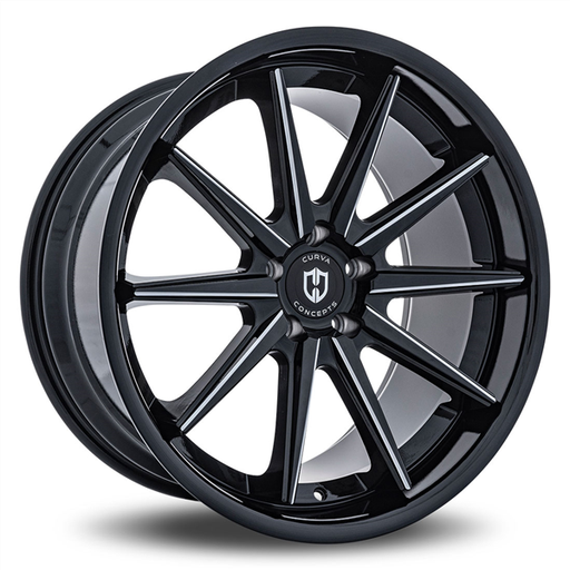 [C24-201051203573BMW] CURVA C24 20X10.5 5X120 +35 CB73.1 GLOSS BLACK MILLED WINDOWS