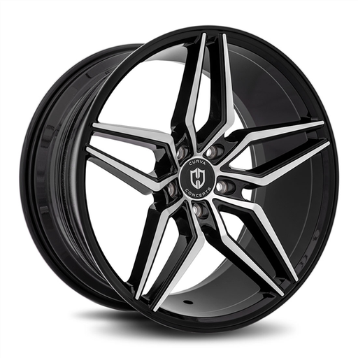 [C25-20851143573BMF] CURVA C25 20X8.5 GLOSS BLACK MACHINE FACE 5X114.3 +35 C.B-73.1