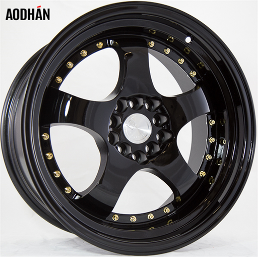 [AH0317904100114325FB] AODHAN-AH03 FULL BLACK/GOLD RIVETS 17X9 4X100/4X4.5 +25 +73.1