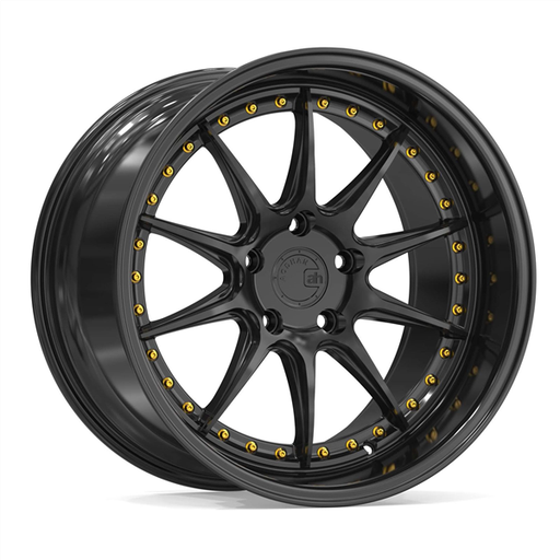 [DS71895511422GB] AODHAN-DS07 GLOSS BLACK/GOLD RIVETS 18X9.5 5X4.5 +22 +73.1