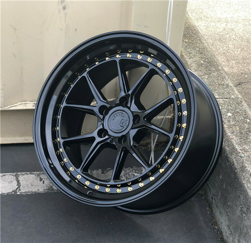 [DS08GB1932+35] AODHAN-DS08 GLOSS BLACK/GOLD RIVETS 19X8.5 5X4.75 +35 +73.1 *DUAL PHASE FORGING CONSTRUCTION* DPF ?