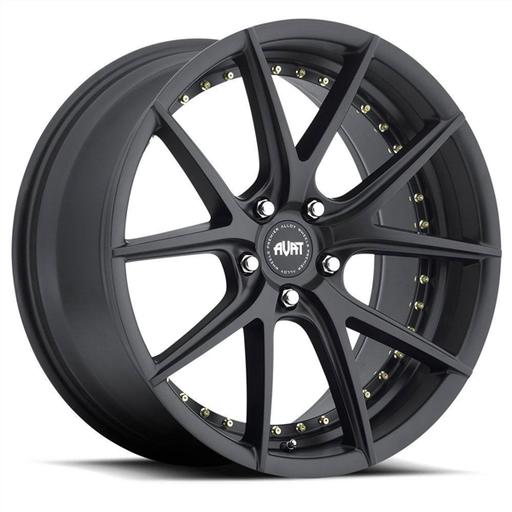 [AV1-2952MB] AVAT-AV1 MATTE BLACK/GOLD RIVETS 20X9.5 5X112 +40 +66.6
