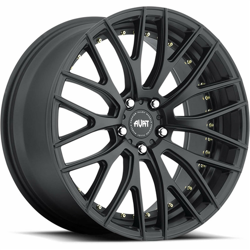 [20166D017146LT-2] AVAT-AV2 MATTE BLACK/GOLD RIVETS 20X9.5 5X112 +40 +66.6
