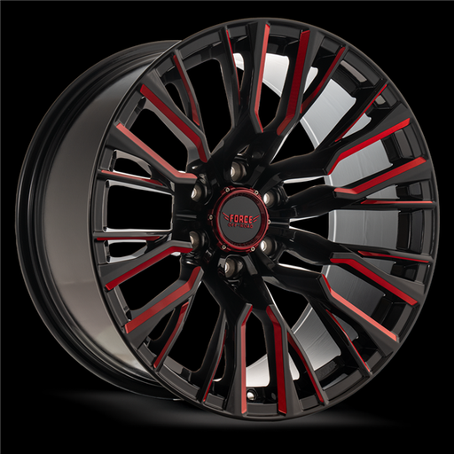 [F4820106139.7-12GB/3-REDTINT] F48 20X10 6X139.7 -12MM 106.1 GLOSS BLACK MILLED RED TINT