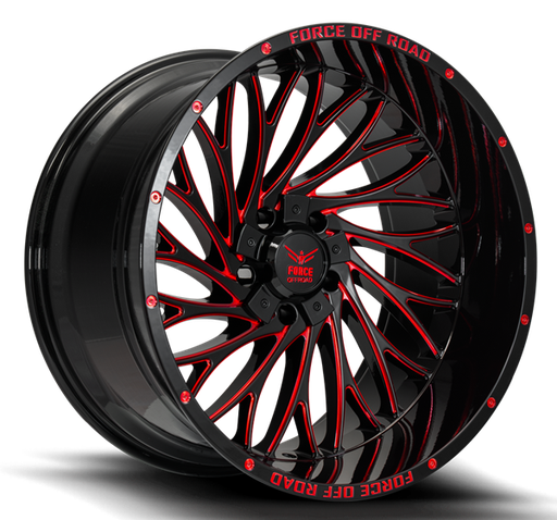 [F5020106135/139.7-12R/M] F50 20X10 6X139.7/135 -12MM 106.1 GLOSS BLACK RED MILLED