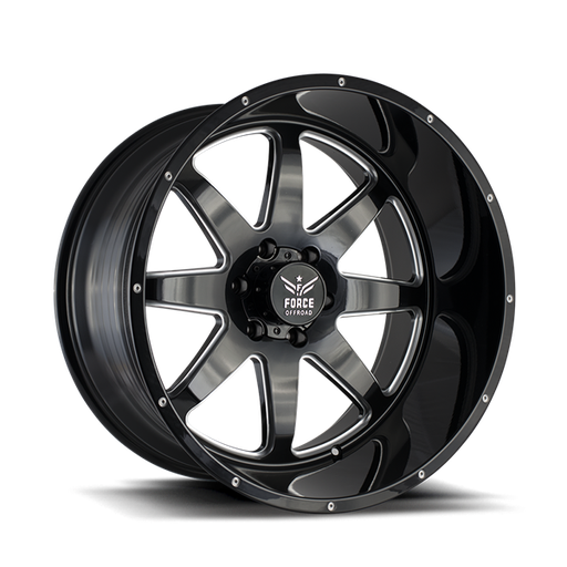 [IV4900226X139.7] FORCE F06 22X12 6X139.7 OFFSET -44 C.B 110.3 BLACK/MILLED