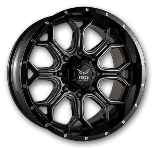 [F4220105139.7-12B/M] FORCE OFFROAD F42 20X10 5X139.7 -12 C.B 78.1 BLACK MILLED