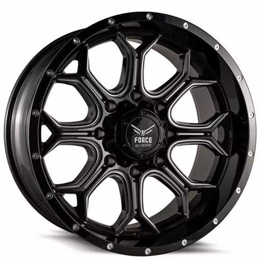 [F4222125127-44BM] FORCE OFFROAD F42 22X12 5X127 -44 CB-78.1 BLACK MILLED