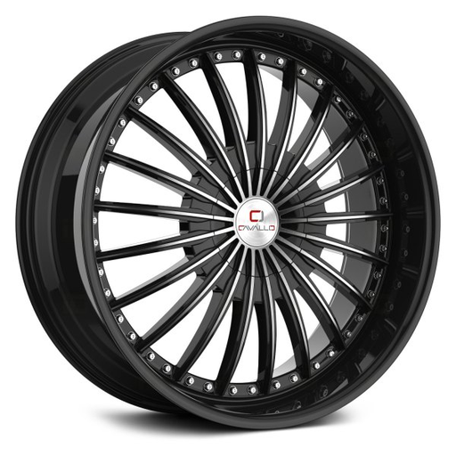 [CLV-32188051143120+35BM] CAVALLO CLV-32 GLOSS BLACK/MACHINE 18X8.0 5X4.5/5X4.75 +35 +74.1 *NC*