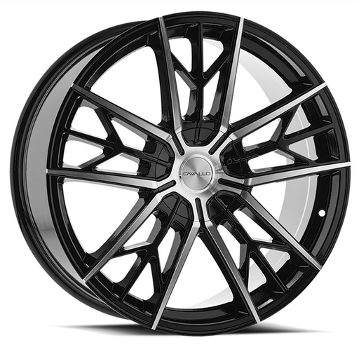 [CLV-39208551121143+35BM] CAVALLO CLV-39 20X8.5 5X112/5X114.3 +35 C.B 74.1 GLOSS BLACK/MACHINE