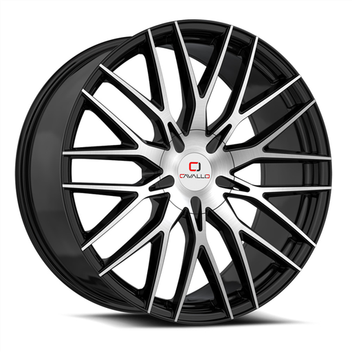 [CLV-45188051081143+35BM] CAVALLO CLV-45 GLOSS BLACK & MACHINED 18X8.0 5X108/5X114.3 +35 +74.1 *NC*