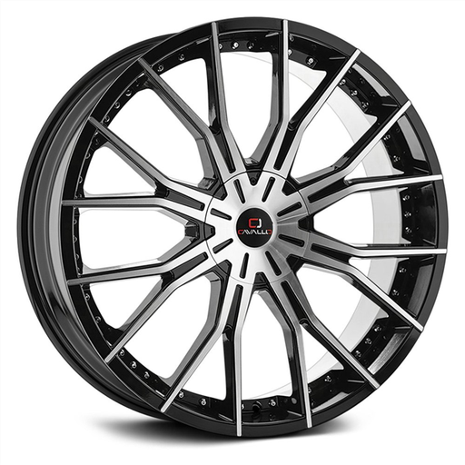 [CLV-36208551081143+35BM] CAVALLO-CLV36 20X8.5 5X108/5X114.3 +35 C.B 74.1 GLOSS BLACK/MACHINE